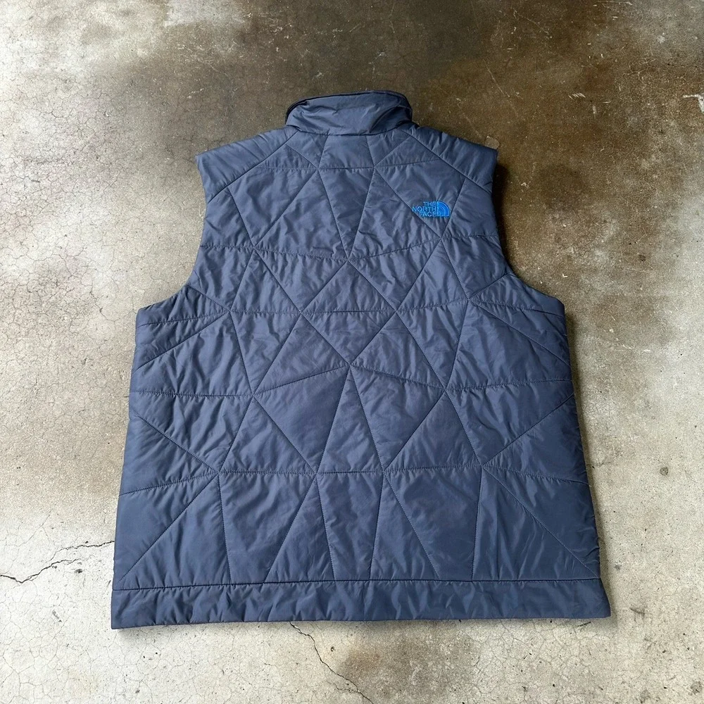 The North Face Puffer Vest Mens XL Gray Geometric Quilted Full Zip GorpCore